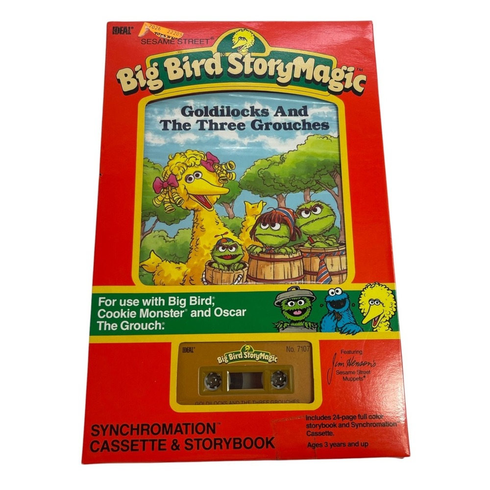 Sesame Street Big Bird Story Magic Book Cassette Goldilocks Three Grouches Ideal